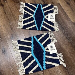 NWT west elm Geometric Fringe mat 2 total